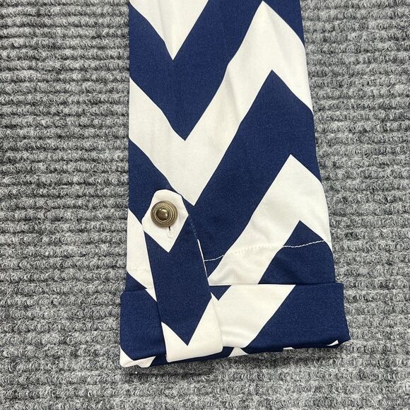 Blue White Zig Zag‎ Womens Small Dress  Decorative Button Up Long Sleeves Casual - Picture 14 of 16